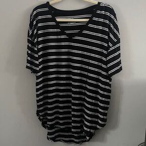 Time and Tru Black Top with White Stripes